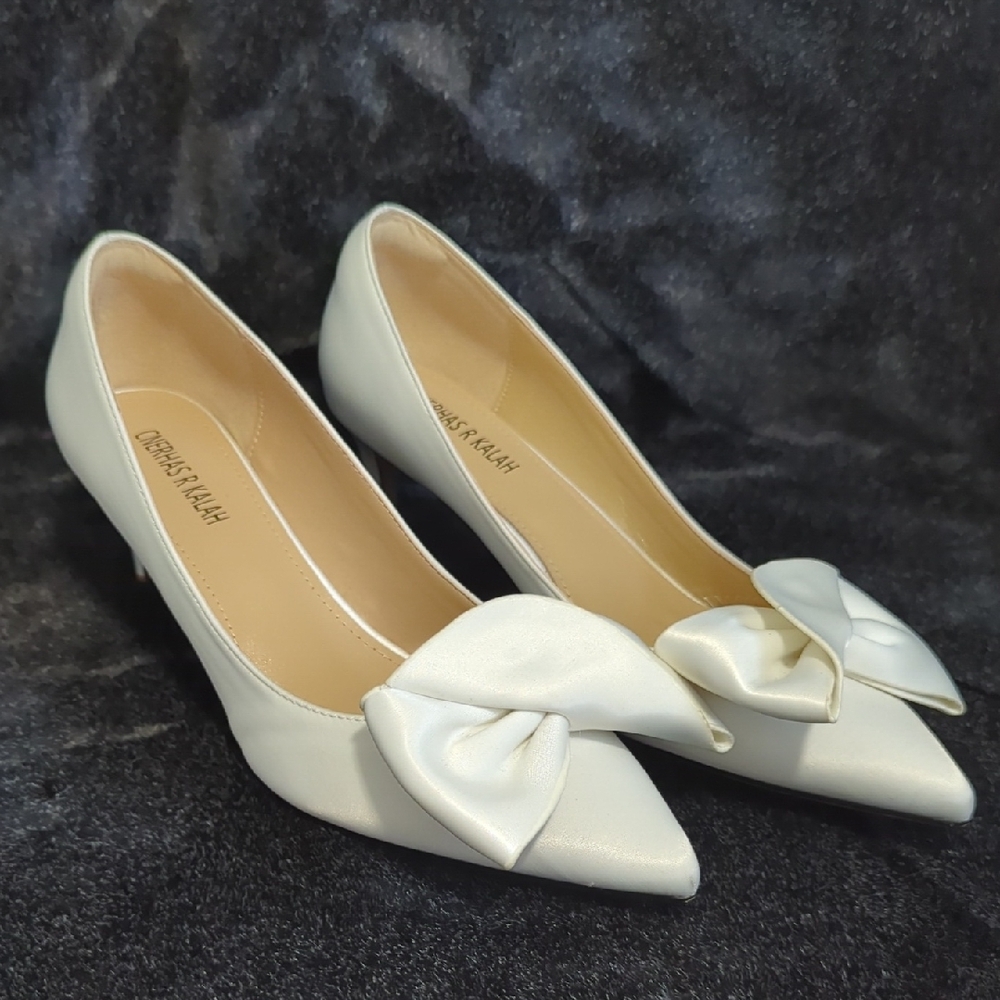 Off-white Satin Bow Heels